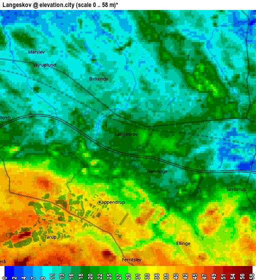 Zoom OUT 2x Langeskov, Denmark elevation map