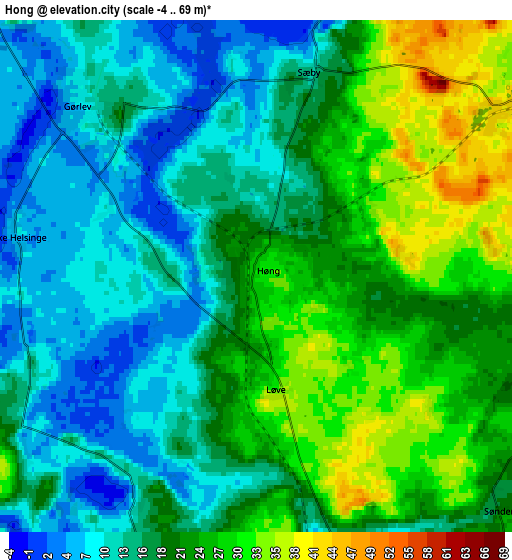 Zoom OUT 2x Høng, Denmark elevation map