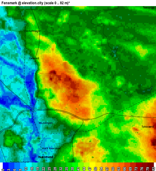 Zoom OUT 2x Fensmark, Denmark elevation map