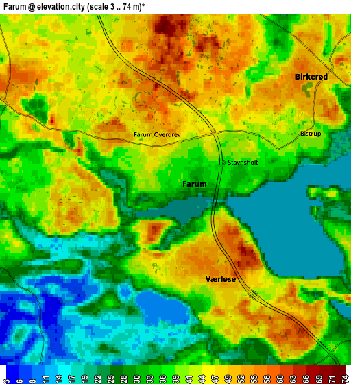 Zoom OUT 2x Farum, Denmark elevation map