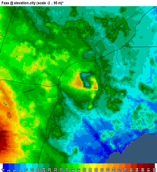 Zoom OUT 2x Faxe, Denmark elevation map