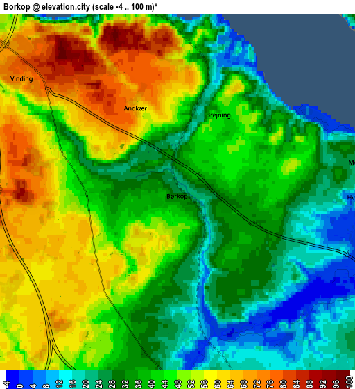 Zoom OUT 2x Børkop, Denmark elevation map