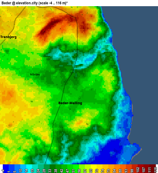 Zoom OUT 2x Beder, Denmark elevation map