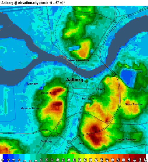 Zoom OUT 2x Aalborg, Denmark elevation map