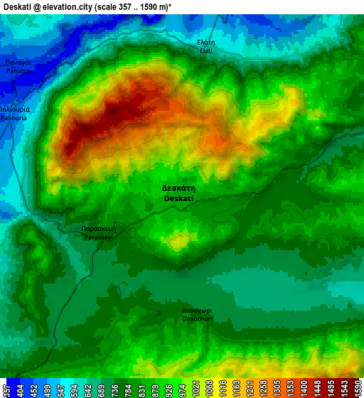 Zoom OUT 2x Deskáti, Greece elevation map