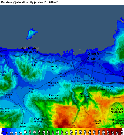 Zoom OUT 2x Darátsos, Greece elevation map