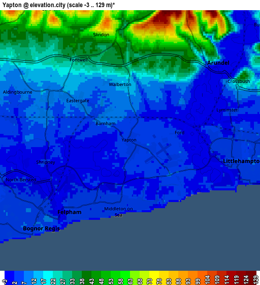 Zoom OUT 2x Yapton, United Kingdom elevation map