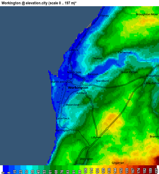 Zoom OUT 2x Workington, United Kingdom elevation map