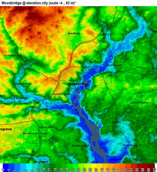 Zoom OUT 2x Woodbridge, United Kingdom elevation map