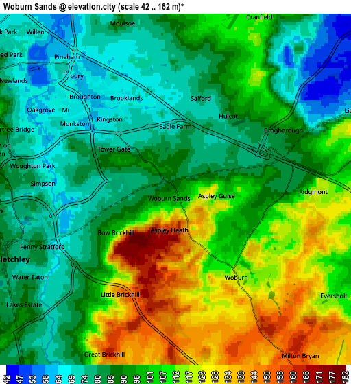 Zoom OUT 2x Woburn Sands, United Kingdom elevation map