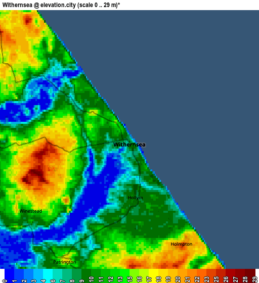 Zoom OUT 2x Withernsea, United Kingdom elevation map