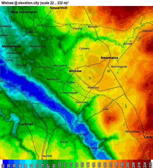 Zoom OUT 2x Wishaw, United Kingdom elevation map