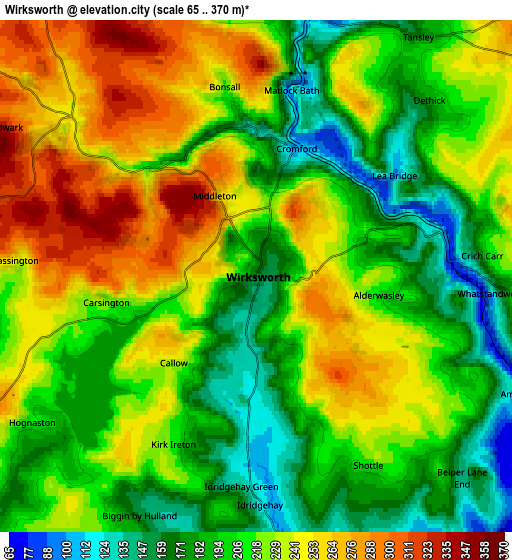 Zoom OUT 2x Wirksworth, United Kingdom elevation map