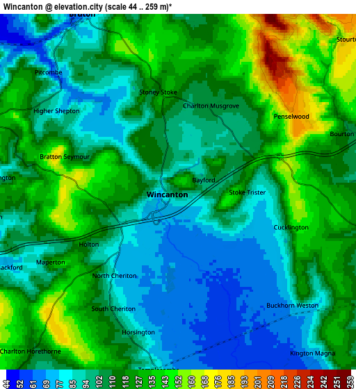 Zoom OUT 2x Wincanton, United Kingdom elevation map