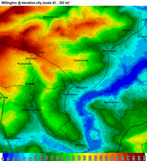 Zoom OUT 2x Willington, United Kingdom elevation map