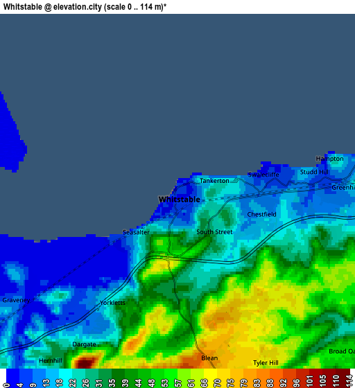 Zoom OUT 2x Whitstable, United Kingdom elevation map