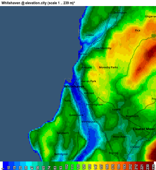 Zoom OUT 2x Whitehaven, United Kingdom elevation map