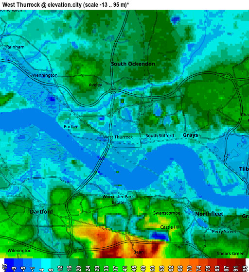 Zoom OUT 2x West Thurrock, United Kingdom elevation map