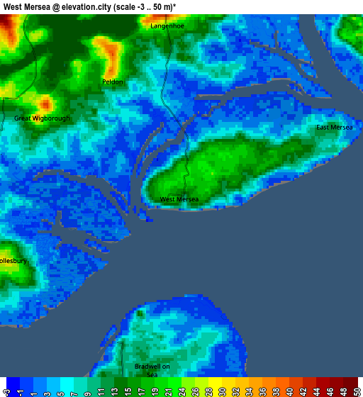 Zoom OUT 2x West Mersea, United Kingdom elevation map