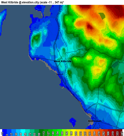 Zoom OUT 2x West Kilbride, United Kingdom elevation map