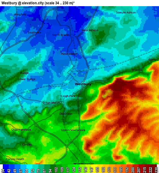 Zoom OUT 2x Westbury, United Kingdom elevation map