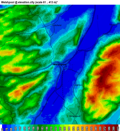 Zoom OUT 2x Welshpool, United Kingdom elevation map