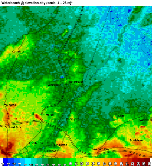 Zoom OUT 2x Waterbeach, United Kingdom elevation map