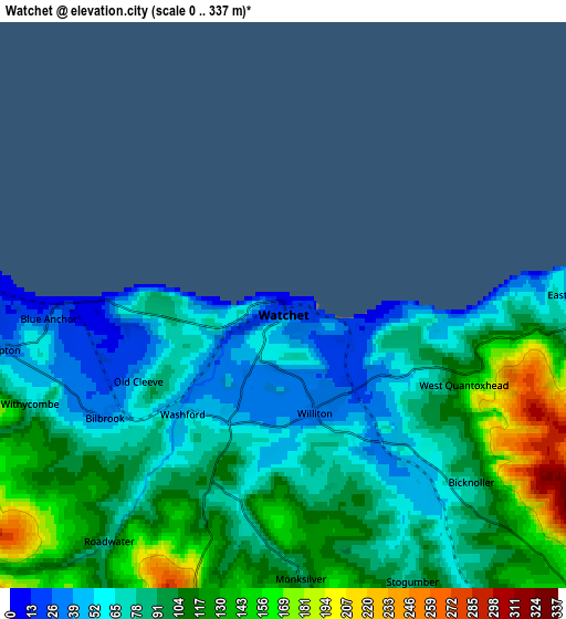 Zoom OUT 2x Watchet, United Kingdom elevation map