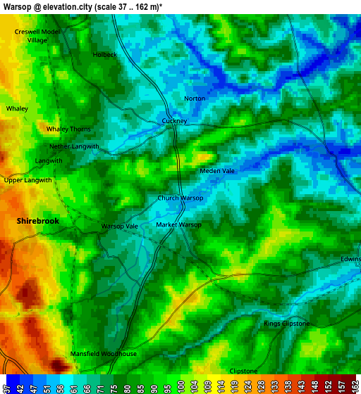 Zoom OUT 2x Warsop, United Kingdom elevation map