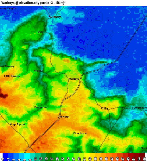 Zoom OUT 2x Warboys, United Kingdom elevation map