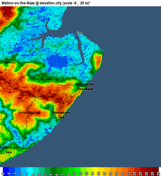 Zoom OUT 2x Walton-on-the-Naze, United Kingdom elevation map