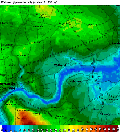 Zoom OUT 2x Wallsend, United Kingdom elevation map