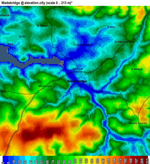 Zoom OUT 2x Wadebridge, United Kingdom elevation map