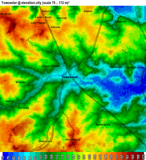 Zoom OUT 2x Towcester, United Kingdom elevation map