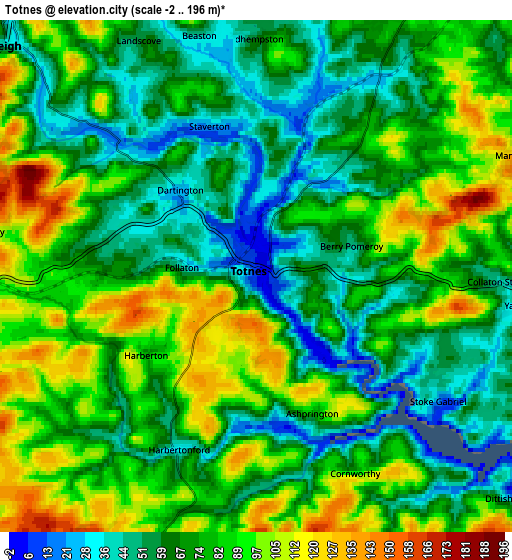 Zoom OUT 2x Totnes, United Kingdom elevation map