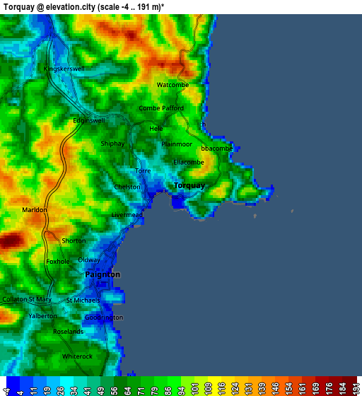 Zoom OUT 2x Torquay, United Kingdom elevation map