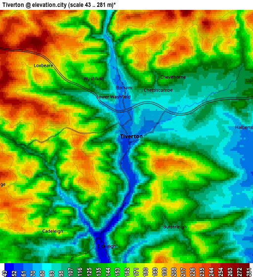 Zoom OUT 2x Tiverton, United Kingdom elevation map