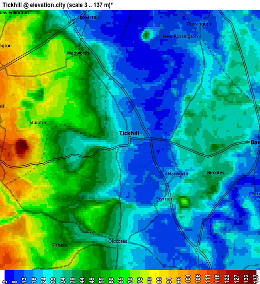 Zoom OUT 2x Tickhill, United Kingdom elevation map