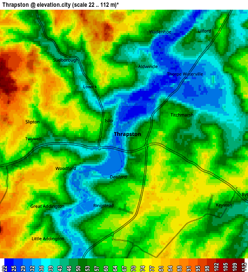 Zoom OUT 2x Thrapston, United Kingdom elevation map