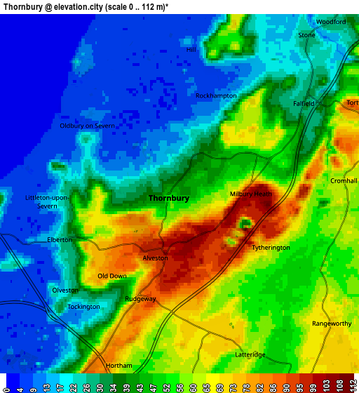 Zoom OUT 2x Thornbury, United Kingdom elevation map