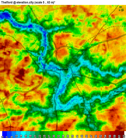 Zoom OUT 2x Thetford, United Kingdom elevation map