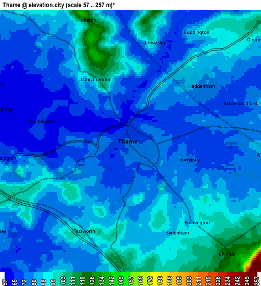 Zoom OUT 2x Thame, United Kingdom elevation map