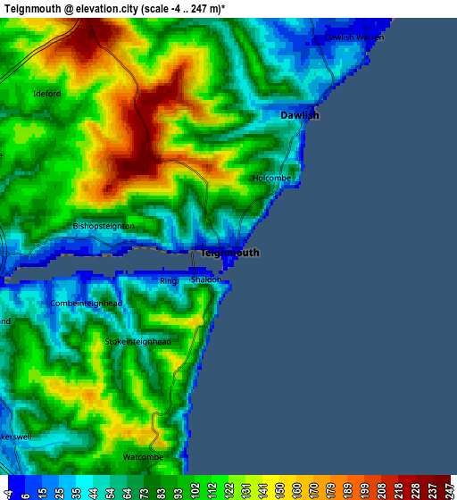 Zoom OUT 2x Teignmouth, United Kingdom elevation map