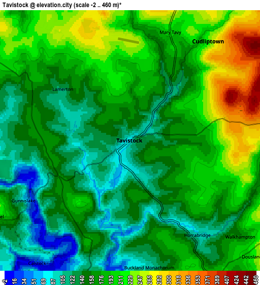 Zoom OUT 2x Tavistock, United Kingdom elevation map