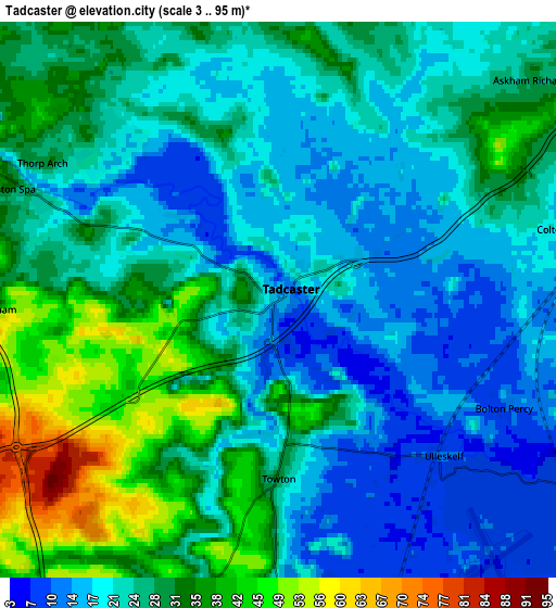 Zoom OUT 2x Tadcaster, United Kingdom elevation map