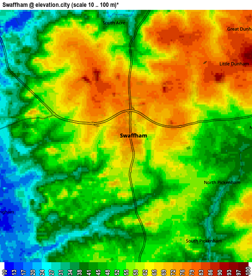 Zoom OUT 2x Swaffham, United Kingdom elevation map