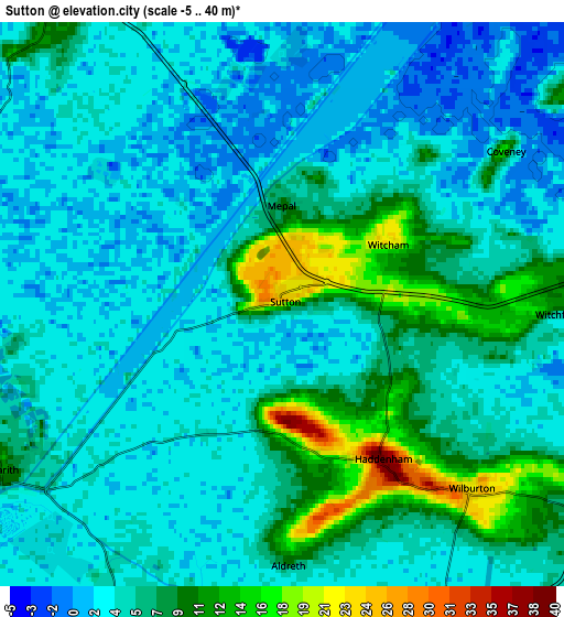 Zoom OUT 2x Sutton, United Kingdom elevation map