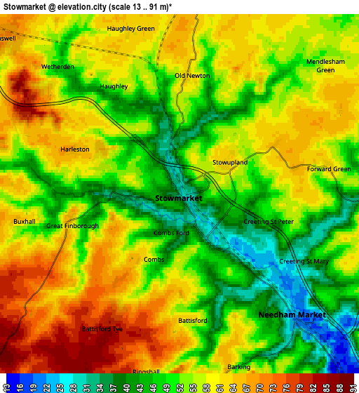 Zoom OUT 2x Stowmarket, United Kingdom elevation map