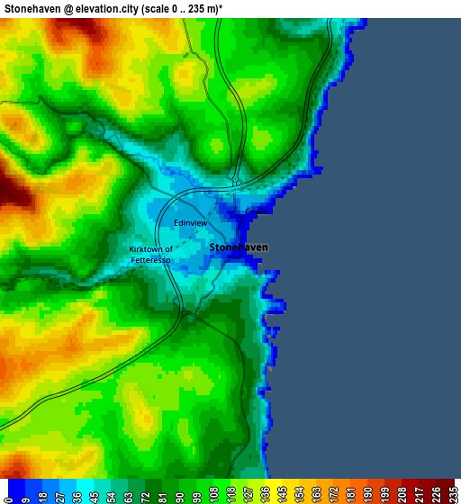 Zoom OUT 2x Stonehaven, United Kingdom elevation map