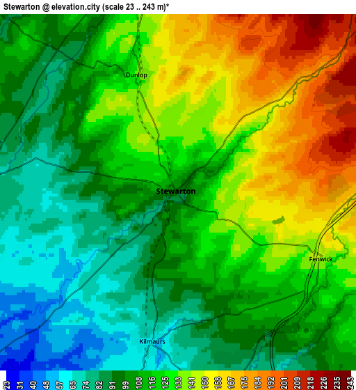 Zoom OUT 2x Stewarton, United Kingdom elevation map